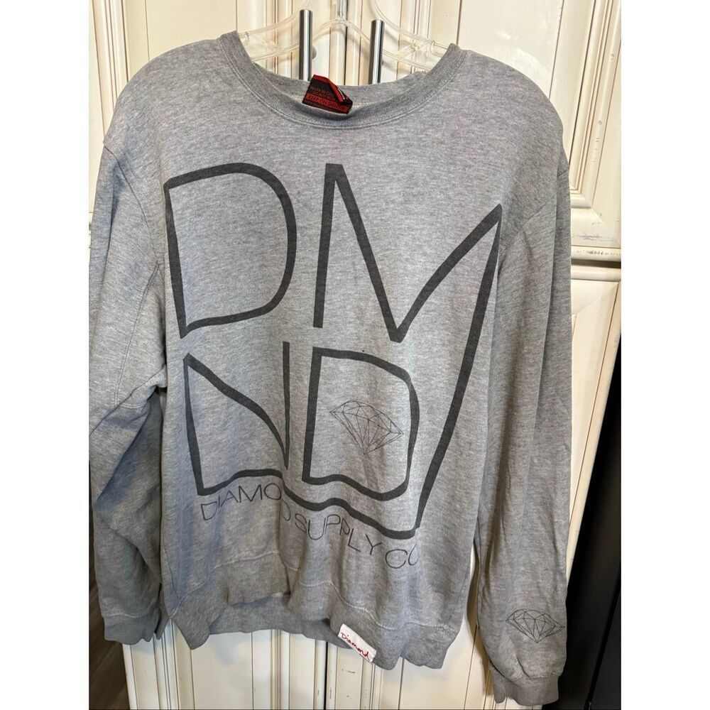 Diamond Supply Co. Men's Crewneck Heather Graphic Pullover Sweatshirt Gray Small